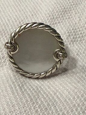 David Yurman Elements Ring with Mother of Pearl and Pave Diamonds.
